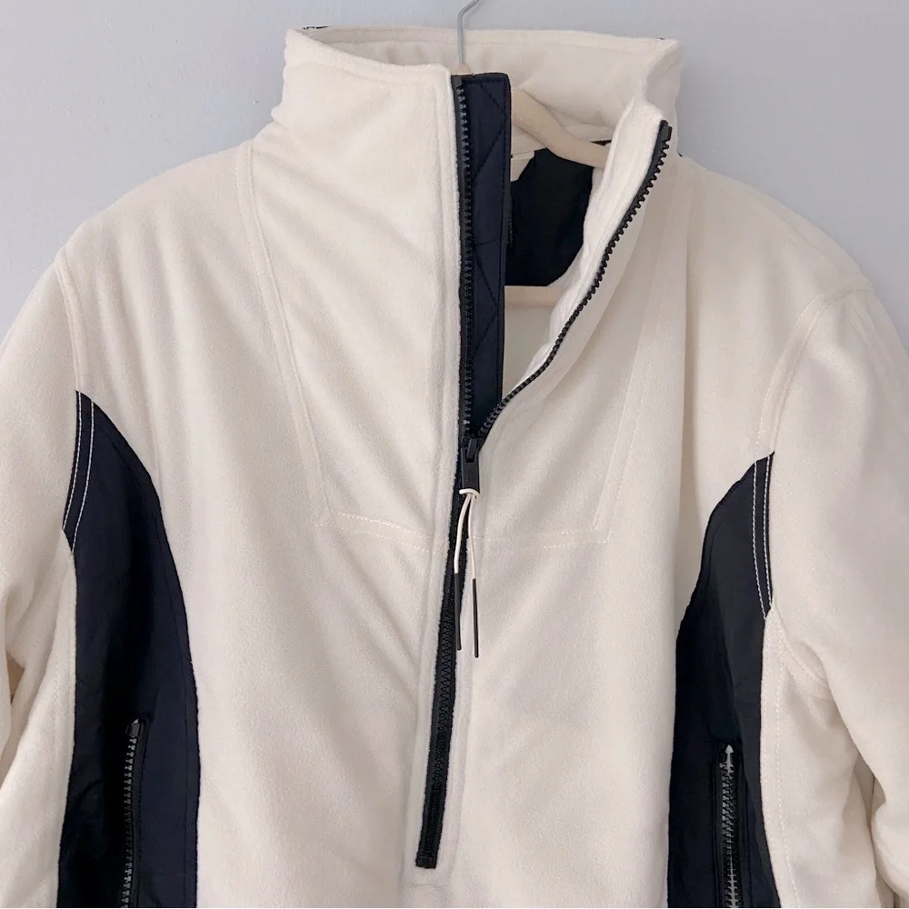 NWOT Free People Movement Climber Fleece Pullover Jacket Ivory and Black
